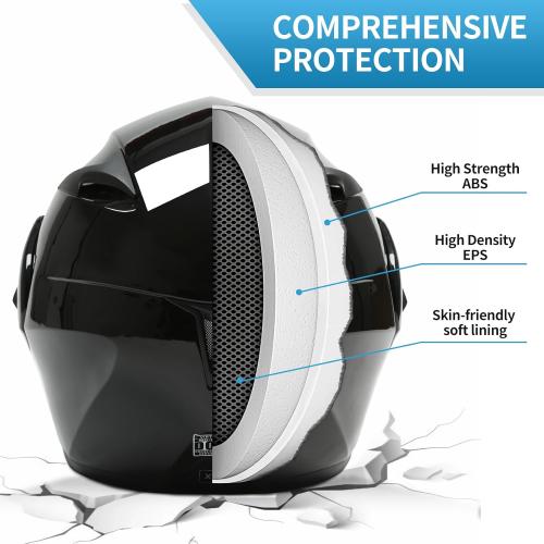 Motorcycle Bluetooth Modular Helmet, DOT Approved Dual Visor Full Face Flip up Bluetooth Integrated Motorcycle Helmets for Adults Men Women