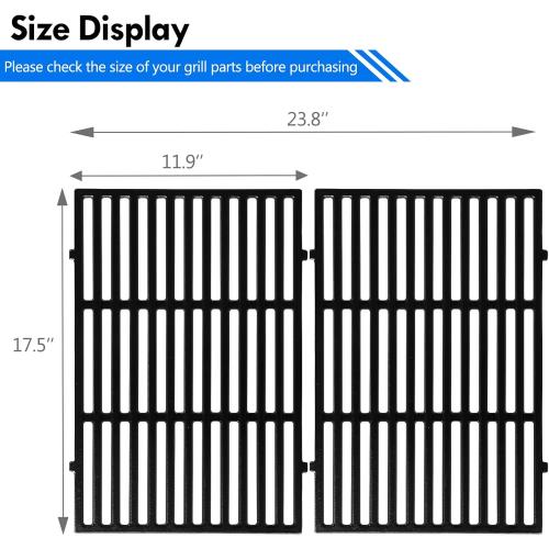 17.5 Inch 7638 7525 65906 Grates Replacement Parts for Weber Spirit 300 Series Grill Grate Spirit E-310 E-330 S-310 S-315 Spirit ii E-310 Genesis Silver B/C Gold B/C Spirit 700 Cast Iron Cooking Grate
