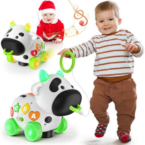 Musical Cow Toys for 1  Year Old Boy Girl, Bilingual Baby Toy 6-12-18 Month, One Year Old Boy Toys, 1 Year Old Girl Gift, Learning Toddler Toy Age 1-2, First Christmas 1st Birthday Gift