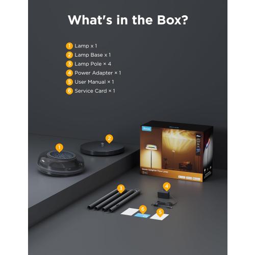 Govee Uplighter Floor Lamp for Living Room, RGBIC Ripple Projector, Floor Lamp for Bedroom, Compatible with SmartThings, Alexa, and Matter, LED Modern Corner Floor Light, Warm Cool White Standing Lamp