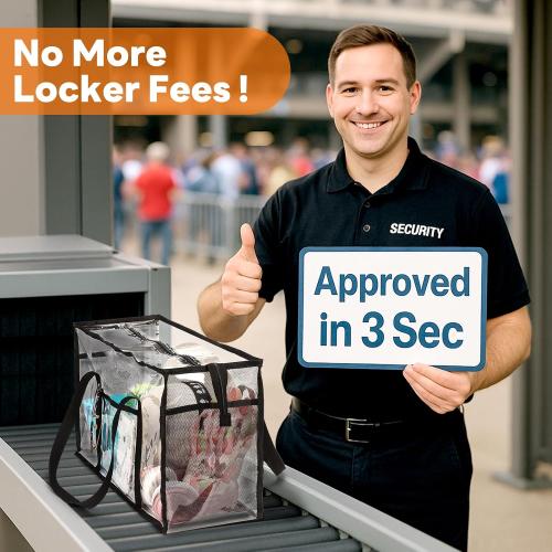 Clear Beach Tote Bag - Waterproof PVC Stadium Approved - Extra Large Transparent Bag for Pool, Concert