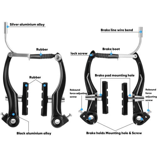 V-Type Bike Brake Set, Complete Universal Bike Front and Rear MTB Brake, Bicycle Brakes, Inner and Outer Cables, Include Brakes Lever Calipers Multi-Tool Wrenches