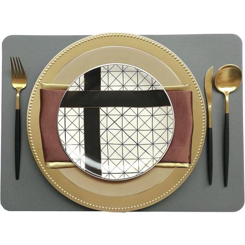 Set of 12 Gold Charger Plates with Beaded. 13 Reusable Plastic Table Chargers for Dinner Plates