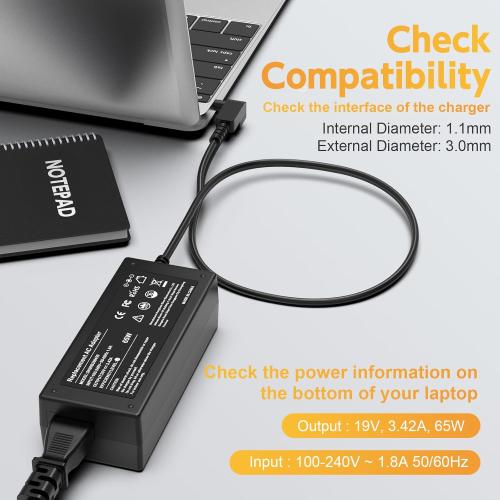 65W Laptop Charger Compatible with Acer Spin 5 3 1 Series; Spin SP314-51, SP314-52, SP314-53, SP314-54, SP315-51, SP513-51, SP513-52N, SP513-53N, SP111-31, SP111-33, SP111-32N, SP113-31 Power Supply