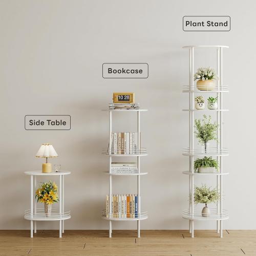 Small Modern Oval Side Table with Storage,2-Tier Side Tables Living Room,Sturdy Nightstand for Small Space - Living Room, Bedroom, Bathroom, Nursery (1PC,White)