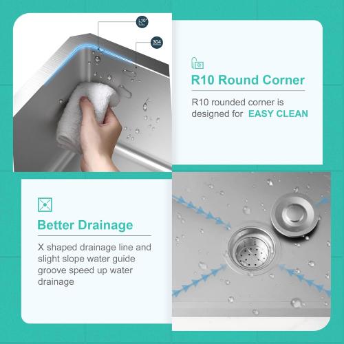 30-inch Undermount Single Bowel Kitchen Sink, Handmade 16 Gauge Stainless Steel Kitchen Sink 30  x 18 Deep Sink with Drain Kit and Bottom Grid, Brushed
