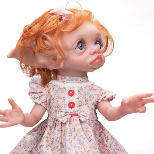 Pinky Reborn Elf Dolls 17 inch 45 cm Reborn Elf Doll Silicone Body Realistic Baby Silicone Full Body Reborn Baby Elf Avatar Real Life Anatomically Correct Babies Dolls (Pink)