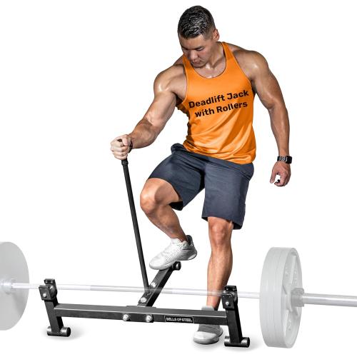 Bells of Steel Deadlift Jack 2.0 Premium Barbell Jack | Long Handle Deadlift Bar Jack | Bar Jack Durable Nylon Rollers for Easier Bar Centering | Protective UHMW Deadlift Stand, 800lb Capacity