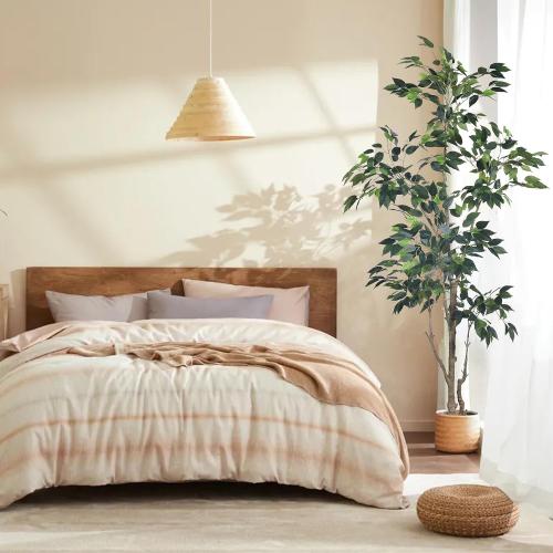 HAIHONG 6Ft Artificial Ficus Tree with Realistic Leaves, Livelike Faux Silk Indoor Outdoor Plant for Home Office Decor Living Room, Porch, Garden Decor