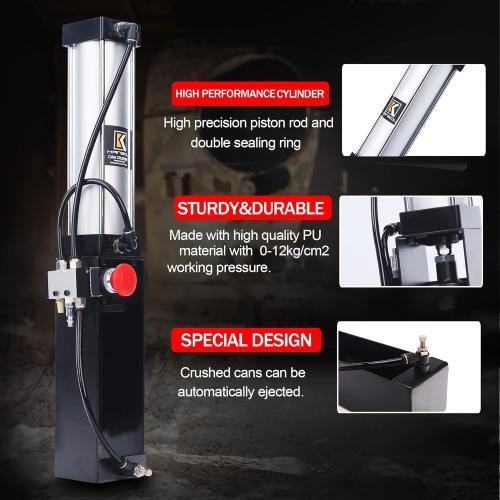 Can Crusher with Automatic ejection of flat cans,Pneumatic Soda Beer can Crusher for Recycling and Crushing 12 oz and 16 oz Cans