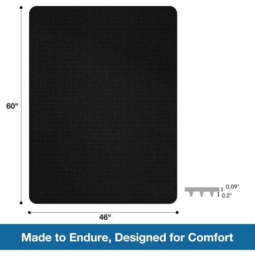 Chair Mat for Carpet, 46 x 60 Desk Chair Mat for Carpeted Floors, Non-Slip Office Vinyl Mat for Carpet with Studded, Easy Glide Heavy Duty Floor Protector Mat for Home Office, Black