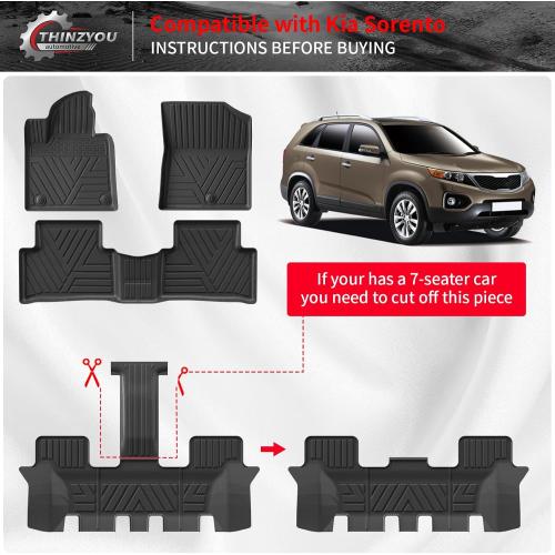 Floor Mats Compatible with 2021-2025 Kia Sorento 6&7 Passenger Cargo Mat TPE Back Seat Cover Protector 2024 Sorento Accessories (Fit 6&7 Seats,Trunk Mat with Backrest Mats Floor Mats)