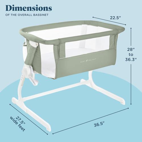 Baby Delight Beside Me™ Dreamer Bassinet | Bedside Sleeper & Baby Bassinet | 8-Position Height Adjustment | 100% GOTS Certified Organic Cotton Fabric | Organic Sage