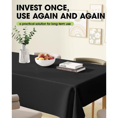 Pureegg Rectangle Table Cloth 60 x 102 – Durable Polyester Tablecloth Offers Reusable & Washable Protection, Ideal for Outdoor Party, Picnic, Wedding, Banquet and Birthday, 2 Pack, Black