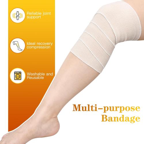 2 Pack 6 Premium Elastic Bandage Wrap, Reusable Hook and Loop Compression Wrap Bandage for Knees, Anks, Wrists, Legs, Body