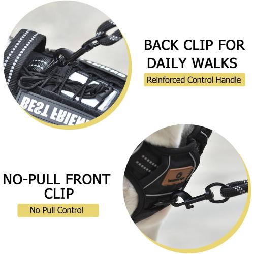 PET MARVEL Tactical Dog Harness for Large Size, No Pull Military Dog Vest with Easy Control Handle, Molle Hoop & Loop, Adjustable Reflective Reinforced Stich for Walking Training, Black