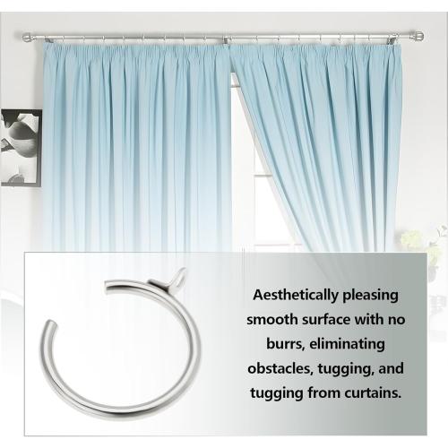 The Lord of the Tools 20Pcs Silver Metal Passing Curtain Pole Rings Curtain C Type Ring for Bay Window Curtain Poles Chrome with Fixed Eye Sliding Eyelet, HP869_M