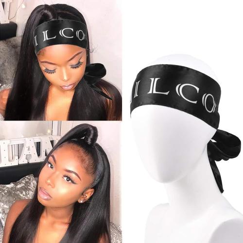 Smilco 2 Pack Hair ribbons Black Satin Edge Laying Scarf Wrap for Hair Edge Wrap Wig Grip Band
