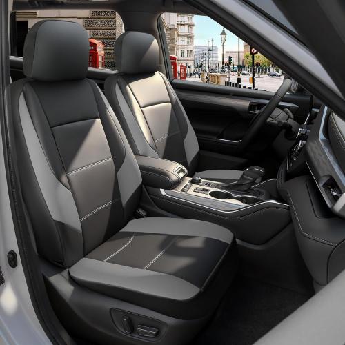 GIANT PANDA Full Set Seat Covers for Toyota RAV4, Corolla (2013-2026, Not Hybrid), Camry, Prius (2010-2026),Corolla Cross, 60/40 Split Rear & Front Protector, Faux Leather(Black Gray)