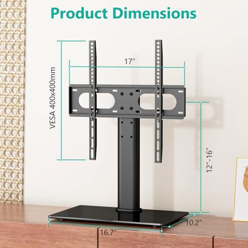 WALI Universal TV Stand, Table Top TV Stand for 32 to 65 inch TV, Height Adjustable TV Mount with Security Wire, 88lbs Weight Capacity, Max VESA 400x400mm(TVDVD-01), Black