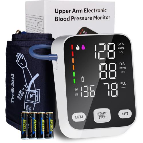 Upper arm Blood Pressure Monitor, 6-Inch Large Backlit Display for home