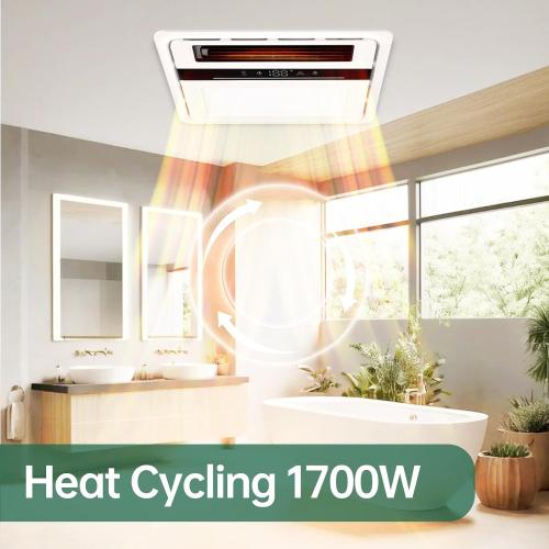 Bathroom Fan with Light and Heater, 1700W,140 CFM Ventilation, Remote Control,Quiet Exhaust, 4-in-1 Design for Heating, Lighting, Ventilation & Air Circulation for Comfort in Any Season