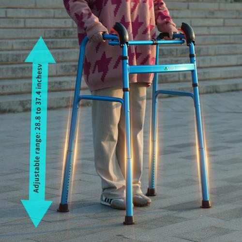 Foldable Stair Climbing Walker for Seniors, Adjustable Height Wheel-Free Walking Aid, Lightweight Aluminum Alloy Support Up to 300lbs, Portable Stair Assist Bar for Elderly & Mobility Impaired