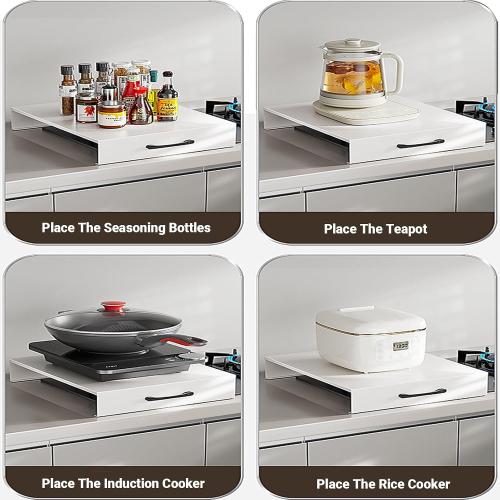 Noodle Board Stove Cover with Handles, Gas Stove Cover Board Carbon Steel Stove Top Covers for Gas and Electric Stove Range Expanding Kitchen Space (White, 15.7Lx19.7Wx2.7H)