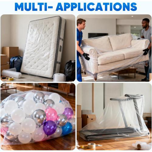 TICONN 2PK Plastic Mattress Bag for Moving Storage, Waterproof Mattress Protector Cover, Heavy-Duty Mattress Moving Supplies (1.5 mil, Full)