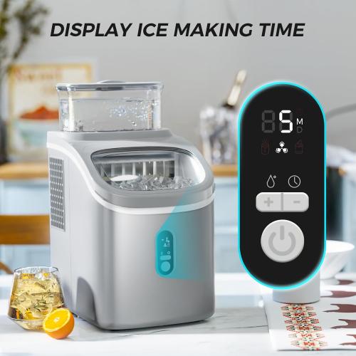Kismile Ice Maker Countertop, Portable Ice Cube Maker Machine with 1.5L Detachable Water Tank, 33Lbs/Day, 16Pcs/5Mins, 24H Timer, Self-Cleaning Ice Maker, Ice Machine Maker for Home,Office,Party