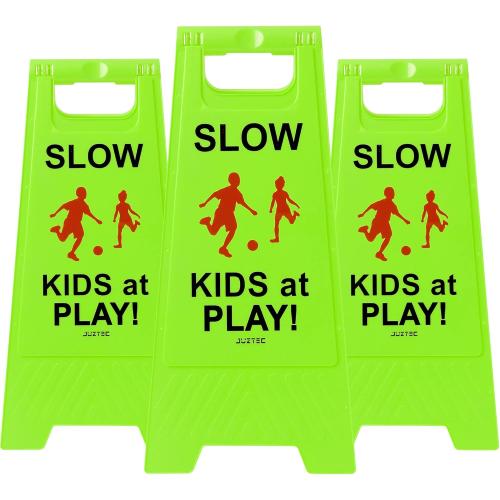 Slow Children Playing Sign For Street, Caution Kids At Play Safety Sign, Down crossing traffic signs outdoor (3 Pack)