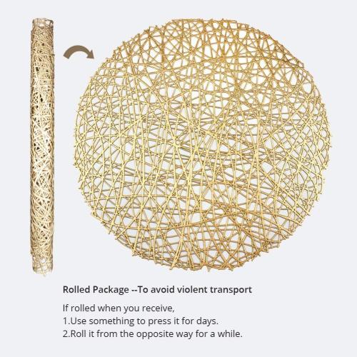4 pack .....Gold Round Placemats for Dinner Table Set of 4Metallic Hollow Out Line Circle Table Mats Vinyl Place Mats for Dinning Decor Wedding Accent Centerpiece