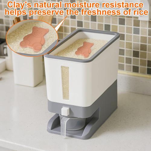 Mity rain Rice Dispenser 20 Lbs with Moisture Absorbing Clay | Rice Storage Container with Measuring Cup, 12 L Cereal Containers Storage Airtight for Kitchen Pantry Organization