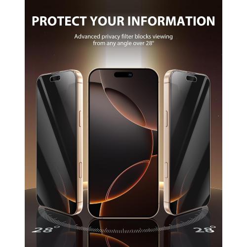 PDDKISS 2 Pack Privacy Screen Protector for iPhone 16 Pro