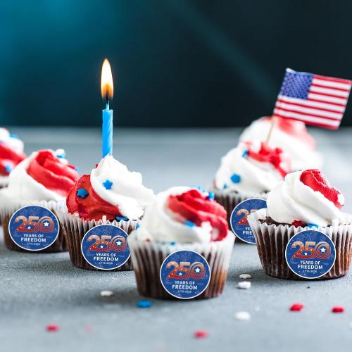 Heyfibro 500 PCS 1.5 Inch 250th Anniversary Stickers Semiquincentennial Stickers Roll for Independence Day Events Party Favors Cards Gift Packing Candy Bags (250th Anniversary 2)