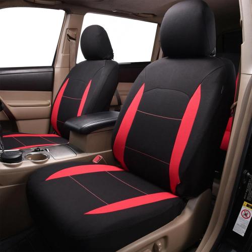 Flying Banner Car Seat Covers Front Seats Rear Bench Polyester car seat Protectors Easy installations Rear Bench Split Classic Man Lady Truck (Full Set - Low Back - Combo Pack, Black Red)