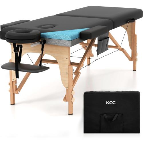 KCC Memory Foam Massage Table Premium Portable Foldable Massage Bed Height Adjustable, 84 Inches Long 28 Inchs Wide Home Salon Spa Bed Tattoo Table with Accessories &Carrying Case, Easy Set Up