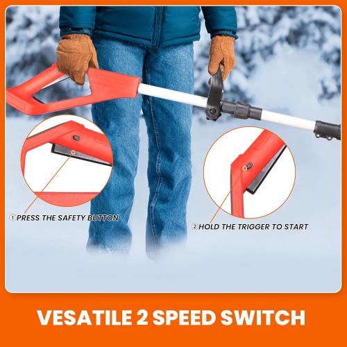 Cordless Snow Shovel 13, 48V 600W, 2×4.0Ah Batteries & Quick Charger, 12 Width 8 Depth, 25FT Throw Electric Snow Blower with Directional Plate & Adjustable Handle for Driveways & Sidewalks(Red)