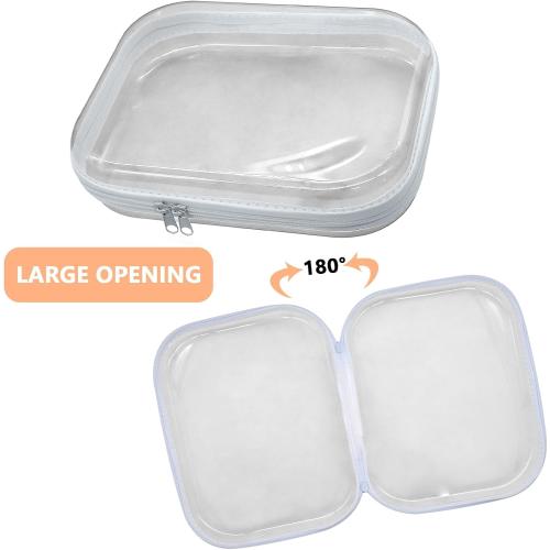 2 Pack Clear Hard Shell Zipper Case, Transparent Zipper Pouches Makeup Case Hard Plastic Pencil Case Storage Boxes for Toiletry Travel Cosmetic Storage & Organizer