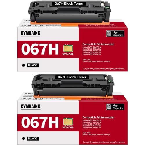 Twin Pack 067H 067 MF656Cdw Toner Cartridge 2 Pack High Yield Compatible Replacement for Canon 067H 067 for Canon imageCLASS LBP633Cdw LBP632Cdw MF653Cdw MF654Cdw MF656Cdw Printer- Black