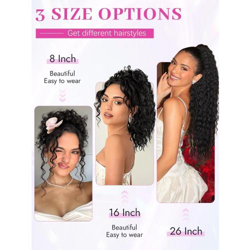 Size 12 Color Brown Isaic Ponytail Extension 12 Inch Long Wavy Curly Ponytails Drawstring Ponytail for Black Women Dark Brown Pony Tails Hair Extensions Synthetic Hairpiece for Daily Use