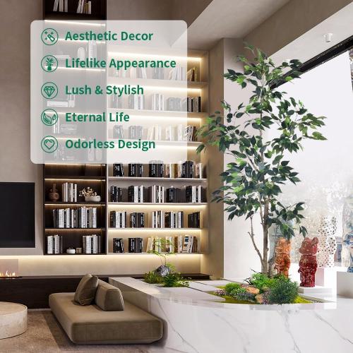 HAIHONG 6Ft Artificial Ficus Tree with Realistic Leaves, Livelike Faux Silk Indoor Outdoor Plant for Home Office Decor Living Room, Porch, Garden Decor