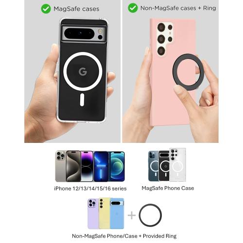 Magnetic Phone Holder for Stroller, Shopping Cart & Golf Push Cart | Handlebar Phone Mount for MagSafe | Strap with Strong Magnet for Mag Safe | Stroller Accessories for Uppababy, Nuna, Bugaboo...