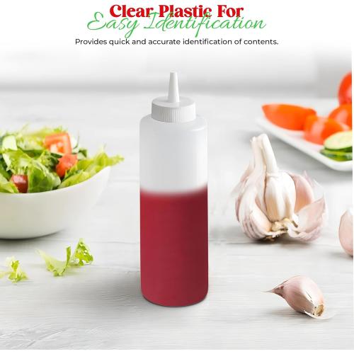 OCS Parts 6-Pack Squeeze Bottles |  Easy to Squeeze Dishwasher Safe Condiment and Sauce Bottles (Clear)