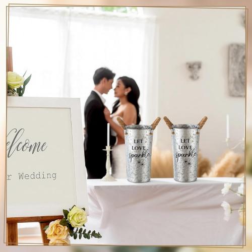 2 Wedding Sparklers Buckets, Classic Style, Silvery Gray, 9.8 Inches