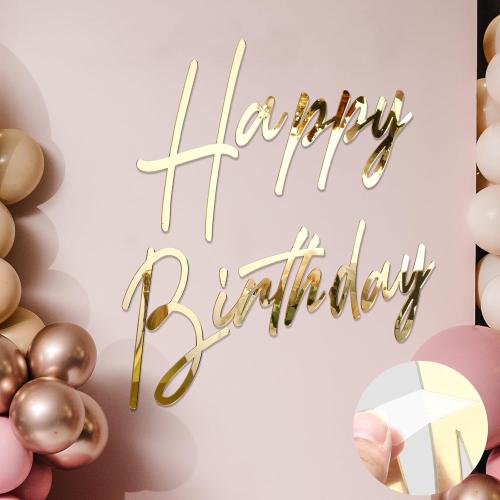 Yousoontic Happy Birthday Sign for Backdrop, 23 x 20 Inch, Classic, Silver