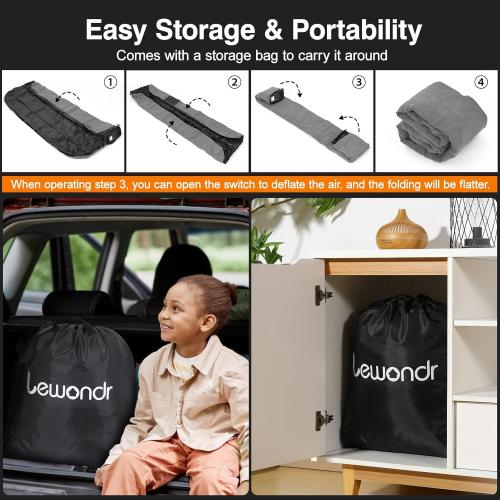 Grey 18 Twin Air Mattress with Built in Pump,18 Deluxe Blow Up Mattress, Adjustable Self Inflating Air Mattress, 2Min Fast Inflatable Mattress for Camping, Home, Guests, Travel(550 lb MAX), Gray