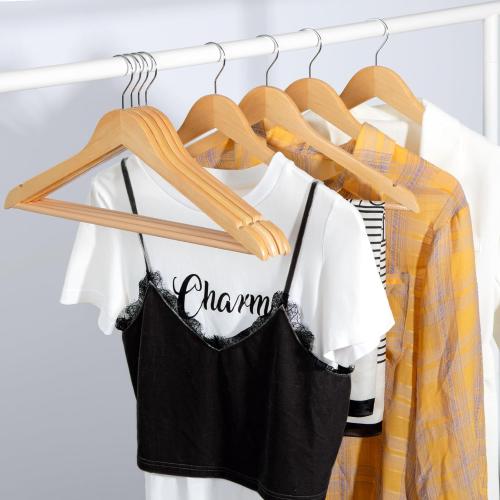 TOPIA HANGER Wooden Hangers 30 Pack, Wood Clothes Hanger Natural | Durable Coat Hanger, 360-Degree Rotatable Hook, Non-Slip Pants Bar, Shoulder Notches for Camisole Tops-CT34N30