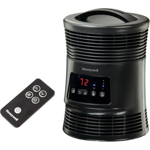 Honeywell HHF370B 360 Degree Surround Fan Forced Heater with Surround Heat Output Charcoal Grey Energy Efficient Portable Heater with Adjustable Thermostat & 2 Heat Settings , Black