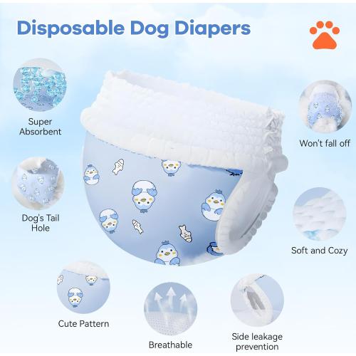 Disposable Dog Diapers Count Absorbent Soft Puppy Doggie Diapers for Female Dogs with Stretchy Waist Puppy Diaper in Heat Period Excitable Urination (L 30PCS)